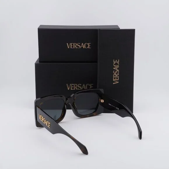 Versace VE4496U 108/87 Sunglasses Havana Square Frame, Dark Grey Lenses Versace VE4496U 108/87 Sunglasses Women main image 4